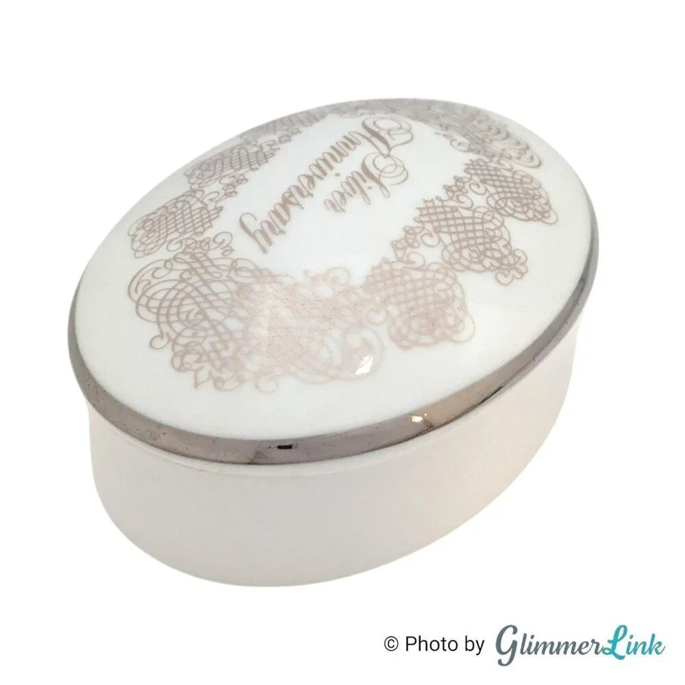 Vintage House of Goebel 25th Silver Anniversary Porcelain Trinket Jewelry Box